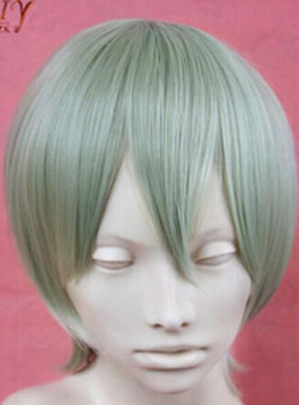 Short Straight Gray Green Cosplay Wig Freetress Wig Nicki Minaj