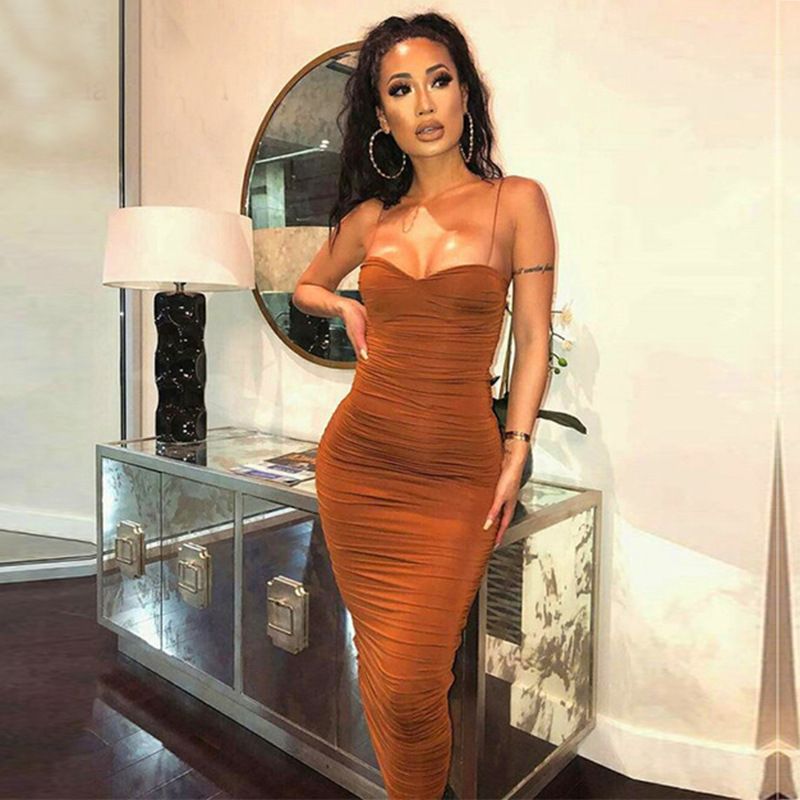 orange bodycon dress midi
