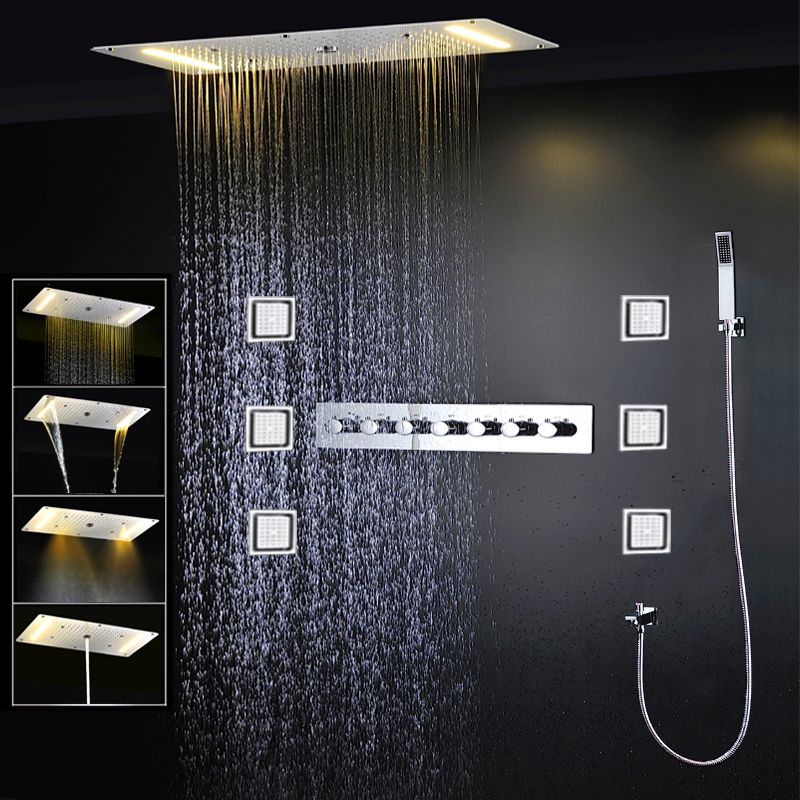 Bathroom Modern Ceiling Shower Set Luxury LED Waterfall Rainfall ...