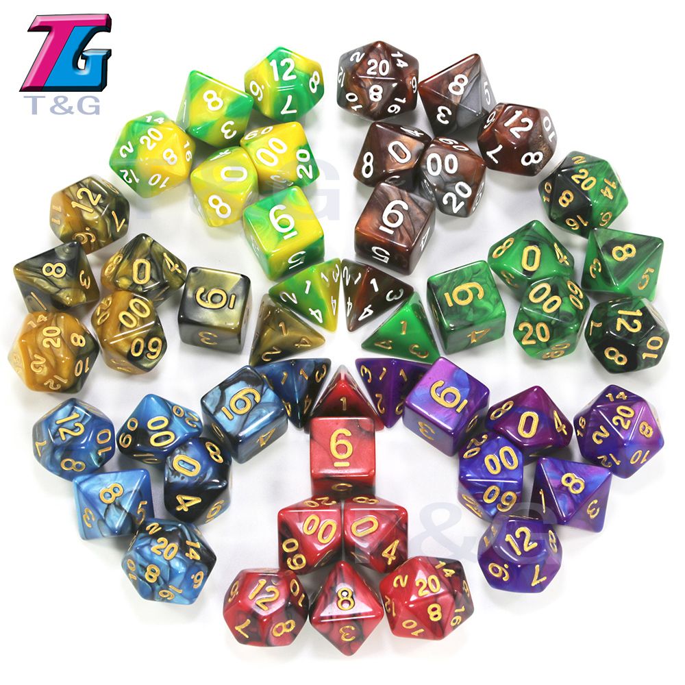 7 Dice Set Dungeons & Dragons D&D Multi Sided D4-D20 RPG Role Play Game  Ly 