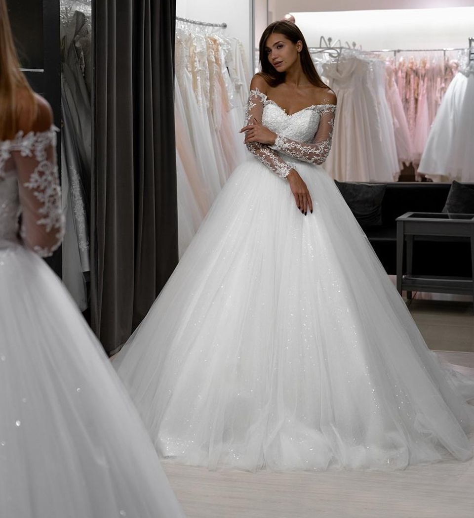 Sparkly Sequin Tulle Ball Gown Wedding 