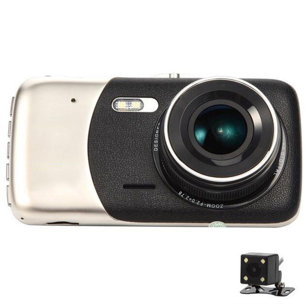 Full HD 1080P 4 pulgadas de grabadora conducción DVR cámara DUAL Lente Video Vision