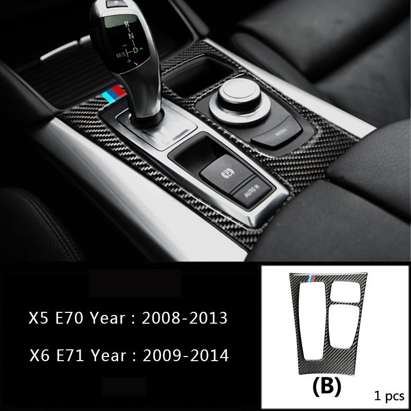 Kohlefaser Schaltknauf Platte Abdeckung Trimmen Für BMW X5 X6 E70 E71 2009-2013