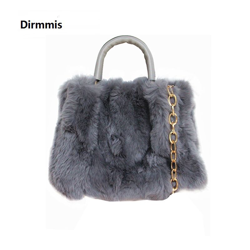 blue faux fur bag