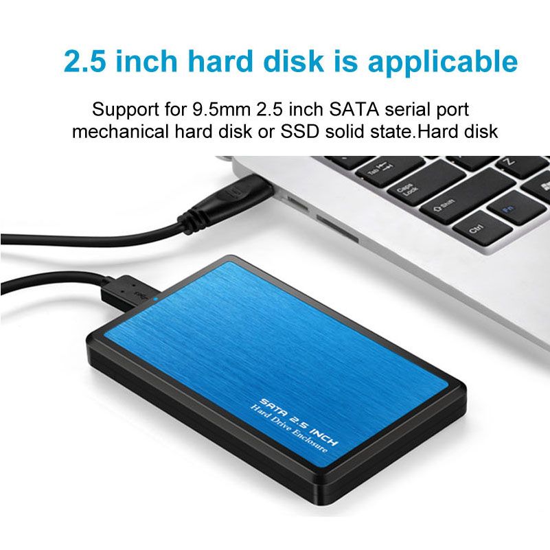 2.5/" SATA HDD SSD Hard Drive Enclosure Case Box for Laptop Blue
