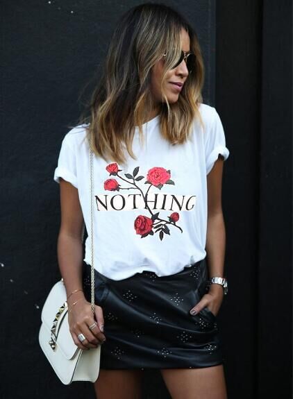 Compra Nada Letra Camiseta Con Estampado De Rosas Para Mujer Camisetas De  Harajuku Mujeres 2019 Nuevo Verano De Manga Corta Ropa Informal Tops Barato  | Entrega Rápida Y Calidad | Es.Dhgate