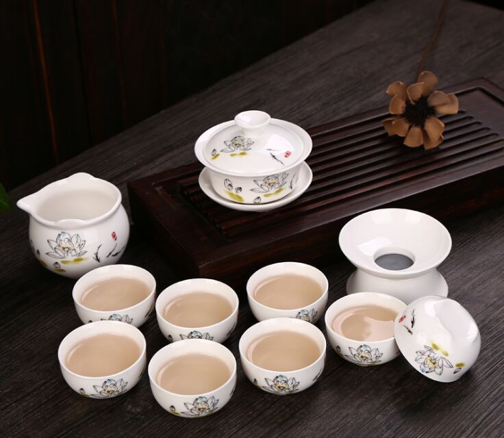 2020 Chinese Traditional Tea Set Gift Box Ceramic Kung Fu Tea Set 8cup