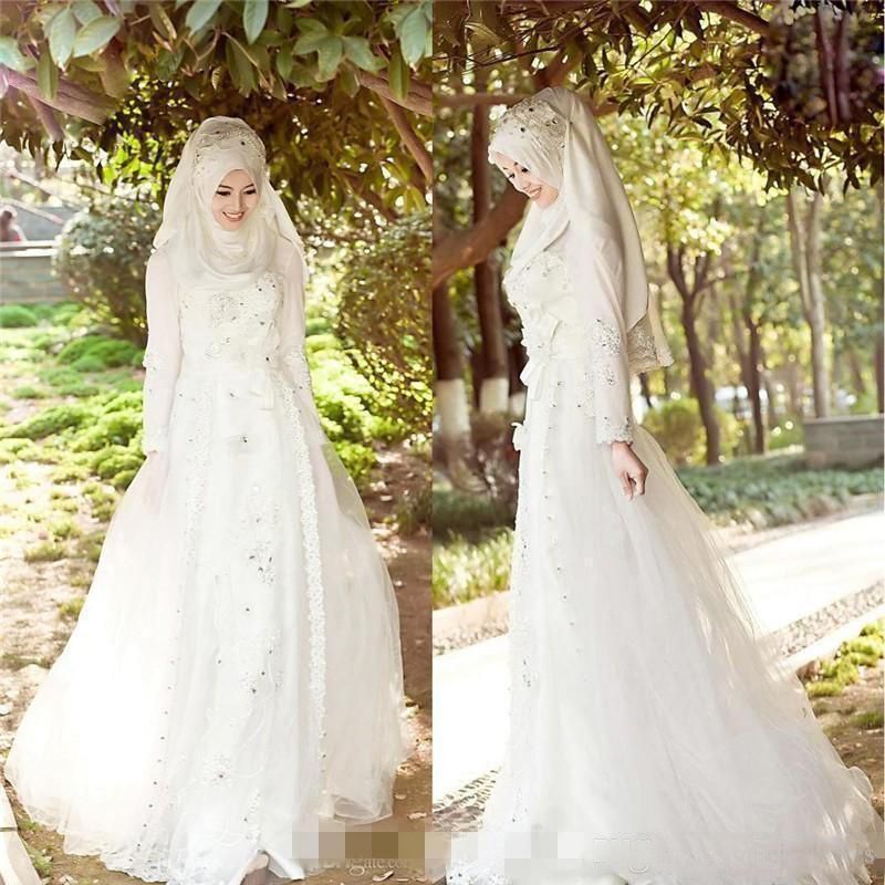 Discount Vintage Muslim Wedding Dresses With Sparkly Beads Crystals Hijab Veil Tulle Lace Bridal Gowns Long Sleeves Sweep Train Wedding Bridal Gowns Destination Wedding Dresses Dresses On Sale From Lovebridals1 141 71 Dhgate Com