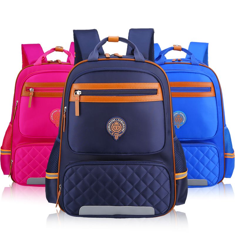 Kids School Bag Reflective Strip Backpack Schoolbag Waterproof Nylon School Bag For Girls Boys Children Backpack,big size rose red