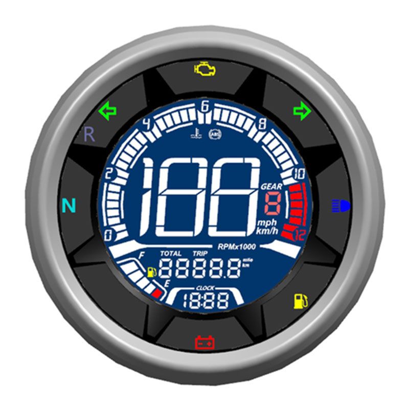 7 Retroiluminación Lcd Velocímetro De Motocicleta Medidor 7 Retroiluminación Lcd Velocímetro De Motocicleta Medidor