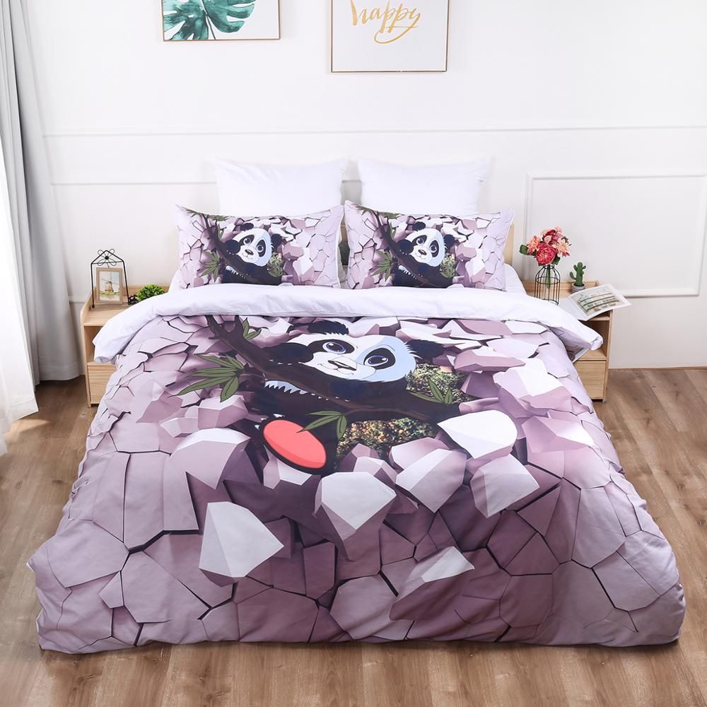 Panda Bedding Set Animal Duvet Cover Set Pillow Cases Polyester