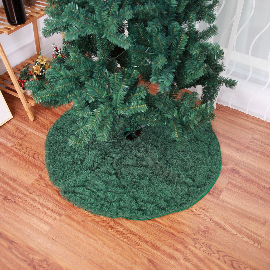Christmas Tree Skirt Floor Mat Soft Conceal Imperfection Round Carpet