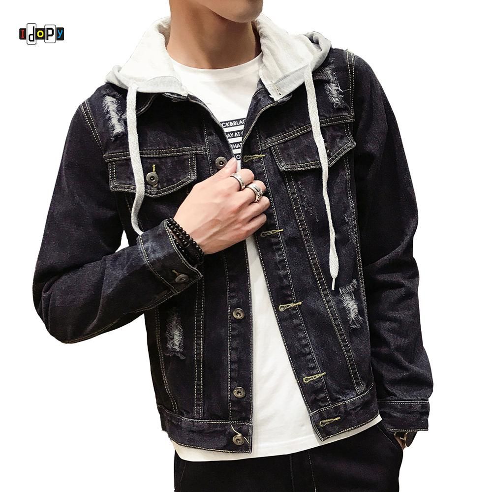 ripped denim jacket mens black