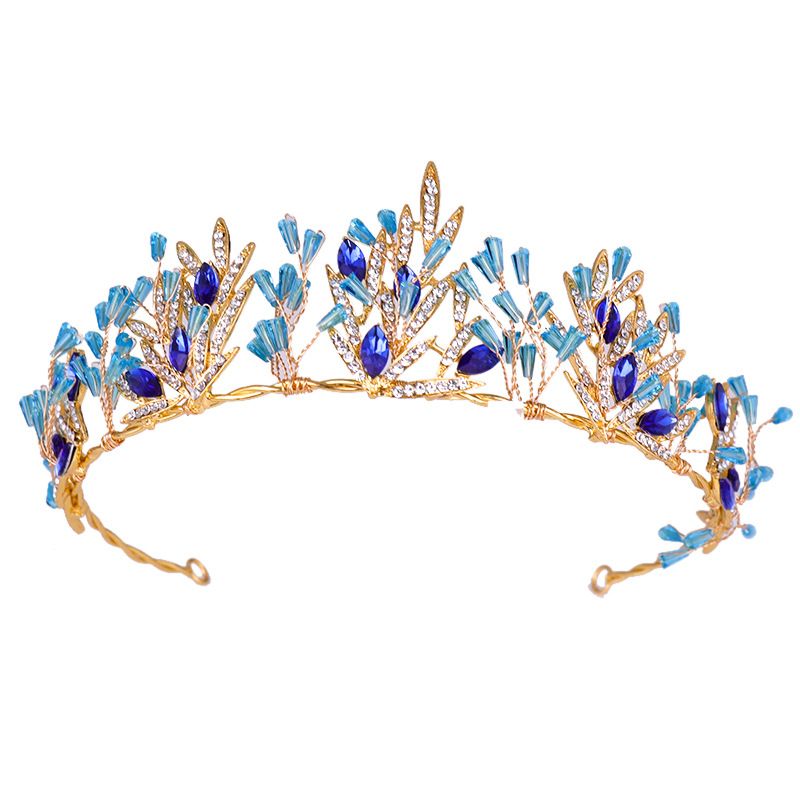 Gold Pink Leaf Design Hair Barrette crafted with Rhinestones in Colors of Blue