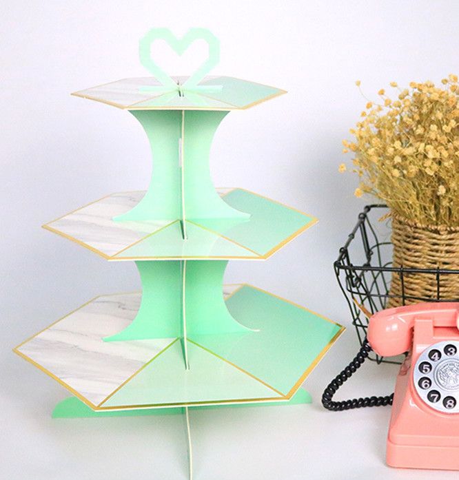 Cake Stand Paper Wedding Disposable Party Decoration Foldable Triple Layer
