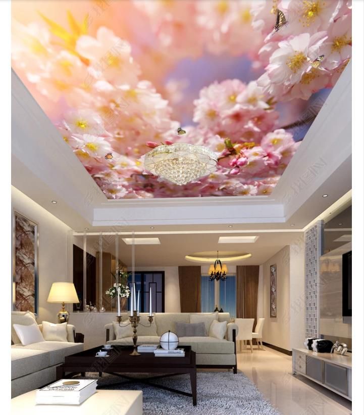 3d Zenith Mural Custom Photo Ceiling Wallpaper Beautiful Peach