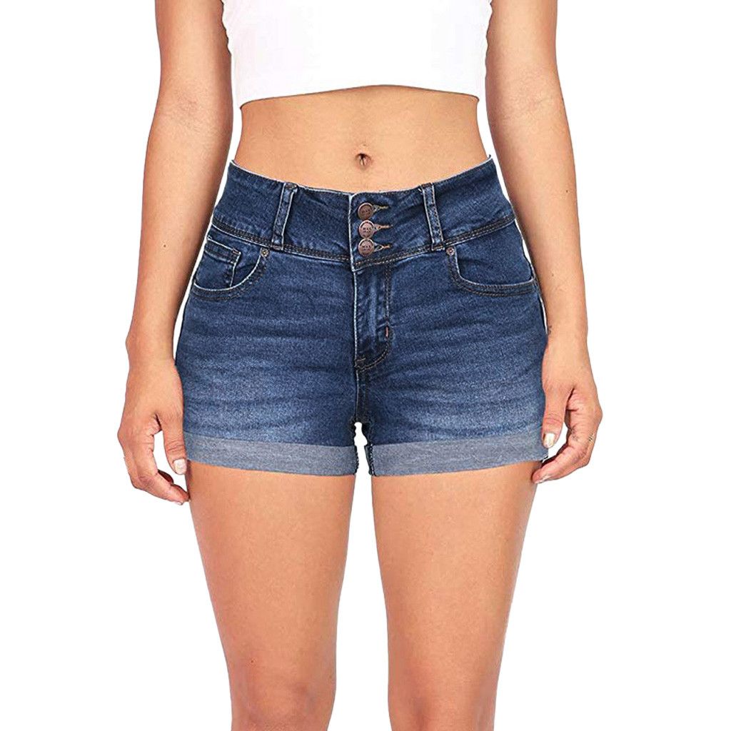 women's colored denim shorts