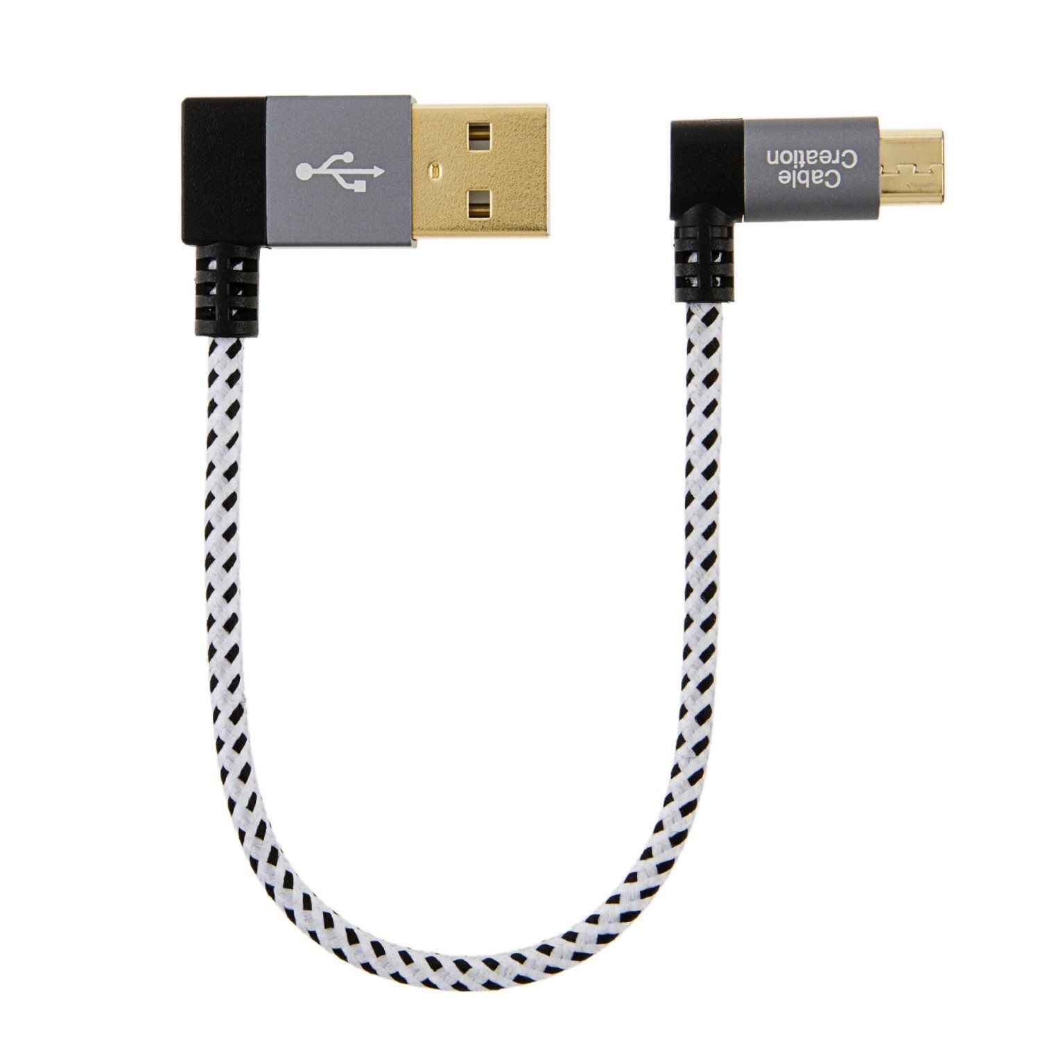 Space Gray 2-Pack 90 Degree USB 2.0 A to Micro USB B Cable CableCreation Short 0.5ft Double Angle-Dual Angled Short Micro USB Cable with Aluminium Case,15cm Space Gray 2-Pack 90 Degree USB 2.0 A to Micro USB B Cable CableCreation Short 0.5ft Double Angle-Dual Angled Short Micro USB Cable with Aluminium Case,15cm