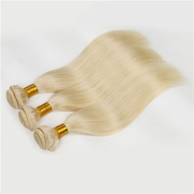7a European Blonde Virgin Straight Hair Weaves Color 613 White