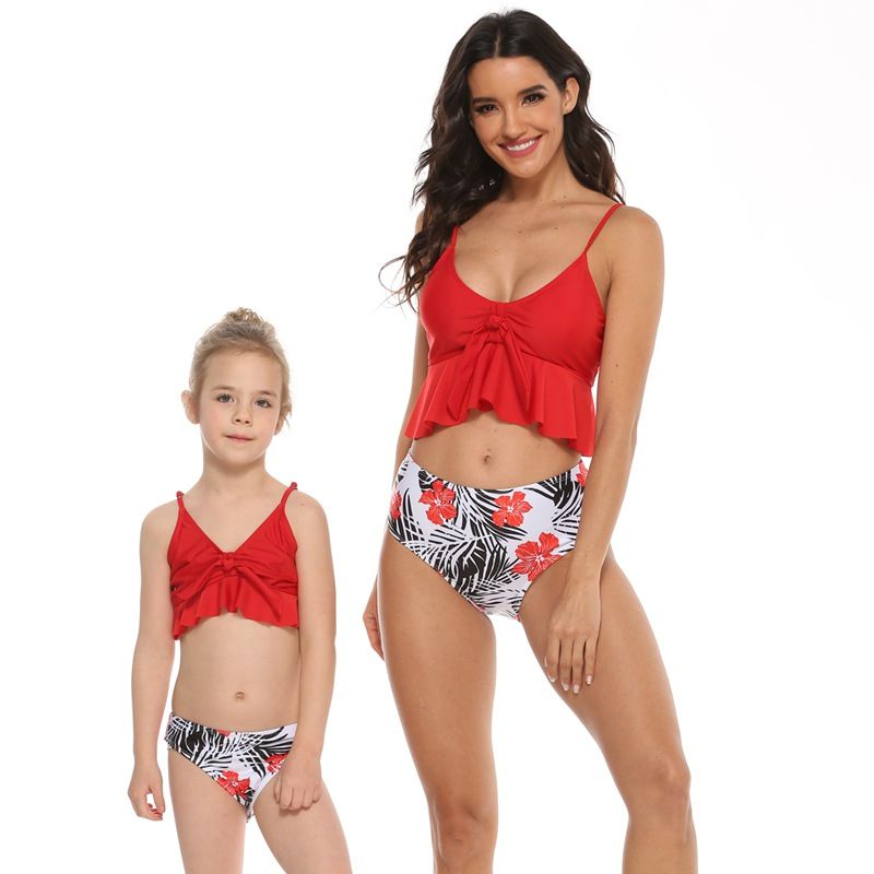 USA Matching Mother Daughter Women Kids Girl Bikini Bathing Swimsuit Swimwear