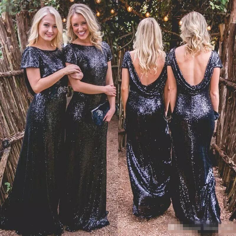 navy blue sequin bridesmaid dress