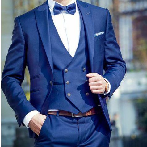 Compre 2019 Nuevos Hombres Azules De 3 Piezas El Mejor Traje De Hombre  Trajes De Esmoquin De Boda Para El Baile De Esmoquin Novios Excelentes  Novios Slim Fit Hombres De Negocios Chaqueta +