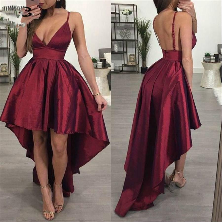 burgundy satin dress short