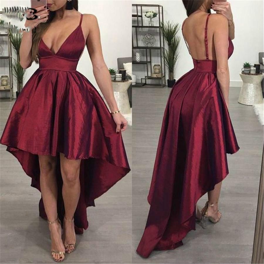 burgundy satin dress short