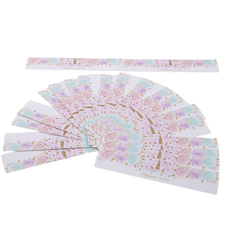 Bianco chungeng 24pcs Unicorno Bottiglia Adesivi Baby Shower Unicorno Decorazione Feste Compleanno Festa Forniture Unicorno Bottiglia Etichetta 24pcs 