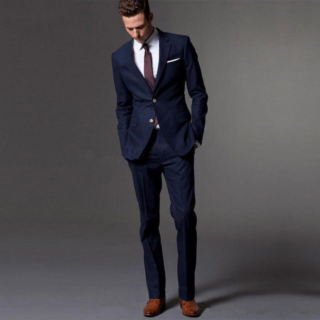 Compra Traje De Hombre Azul Oscuro Con Traje De Traje Marino Azul Marino  Trajes De Boda Para Hombres Slim Fit Groom Txedos Para Hombres Barato |  Entrega Rápida Y Calidad | Es.Dhgate