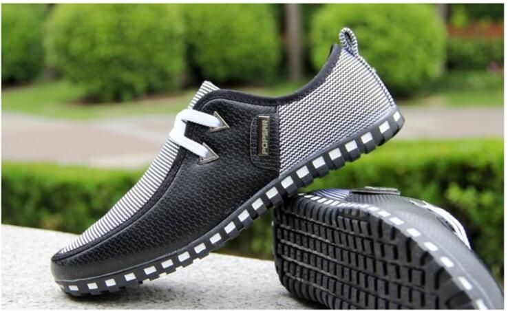 New British Style Mens Flats Fashion Striped Breathable Lace Up