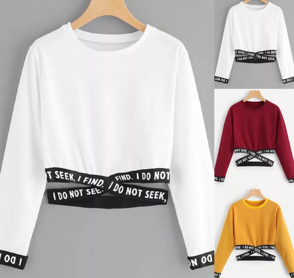 long sleeve crop top sweatshirt