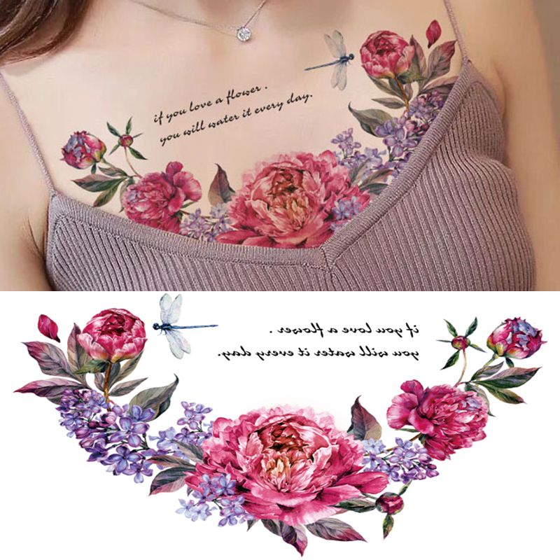Grosshandel Neue Designs Brust Flash Tattoo Grosse Rose Blume Libelle Schulter Arm Sternum Tattoos Henna Body Ruckenfarbe Unterbrustschadel Von Funnail 1 39 Auf De Dhgate Com Dhgate