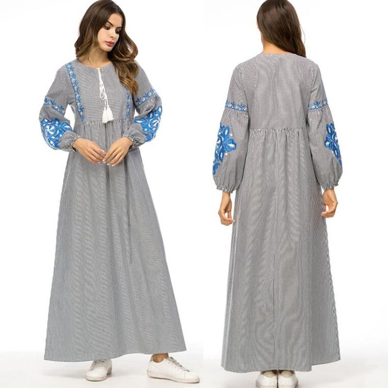 2020 Vestidos 2019 Spring Striped Abaya Dubai Turkey Arabic Muslim Hijab Dress Abayas Women Qatar Uae Robe Turkish Islamic Clothing From Clothfirst 26 75 Dhgate Com