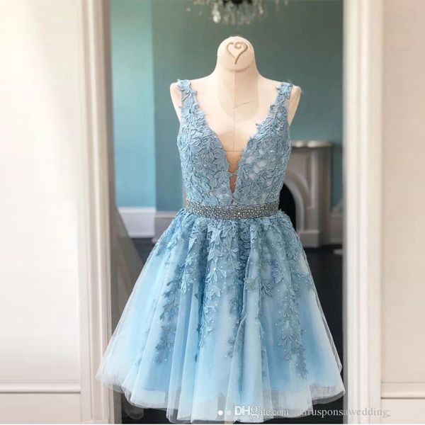 Blue Homecoming Dresses Short Appliques ...