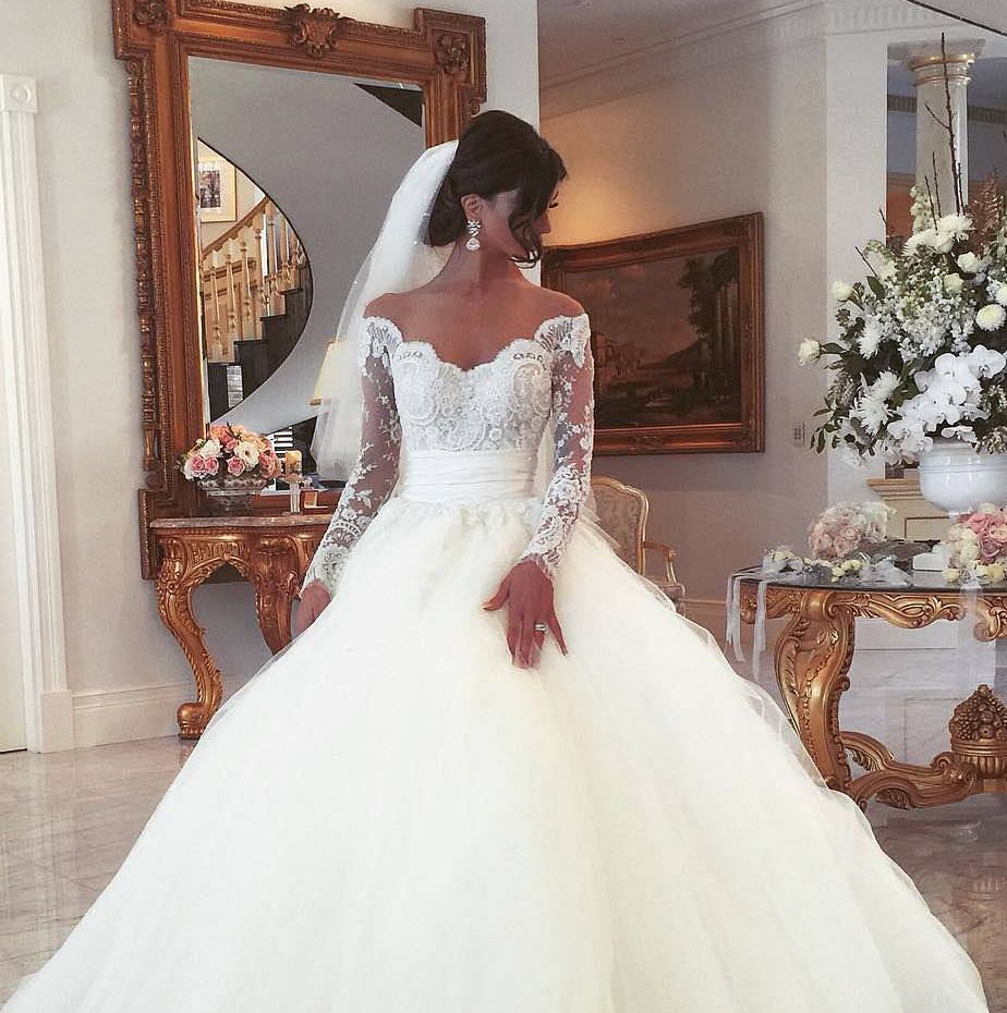 Acquista Abiti Da Sposa Di Lusso Abito Abito V Collo V 2022 Principessa  Designer Illusione Maniche Lunghe In Pizzo Tulle Abiti Da Sposa Vestidos De  Novia A 114,96 € Dal Stunningdress88 | DHgate Italy