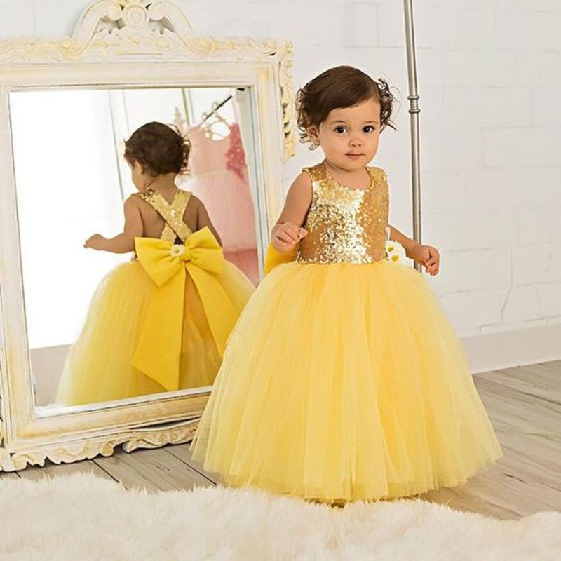 yellow tulle flower girl dress