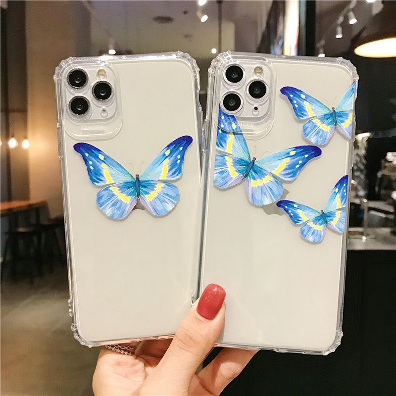 Cute Butterfly Blue Phone Case For Iphone 11 Pro Max XR XS MAX X 7 8