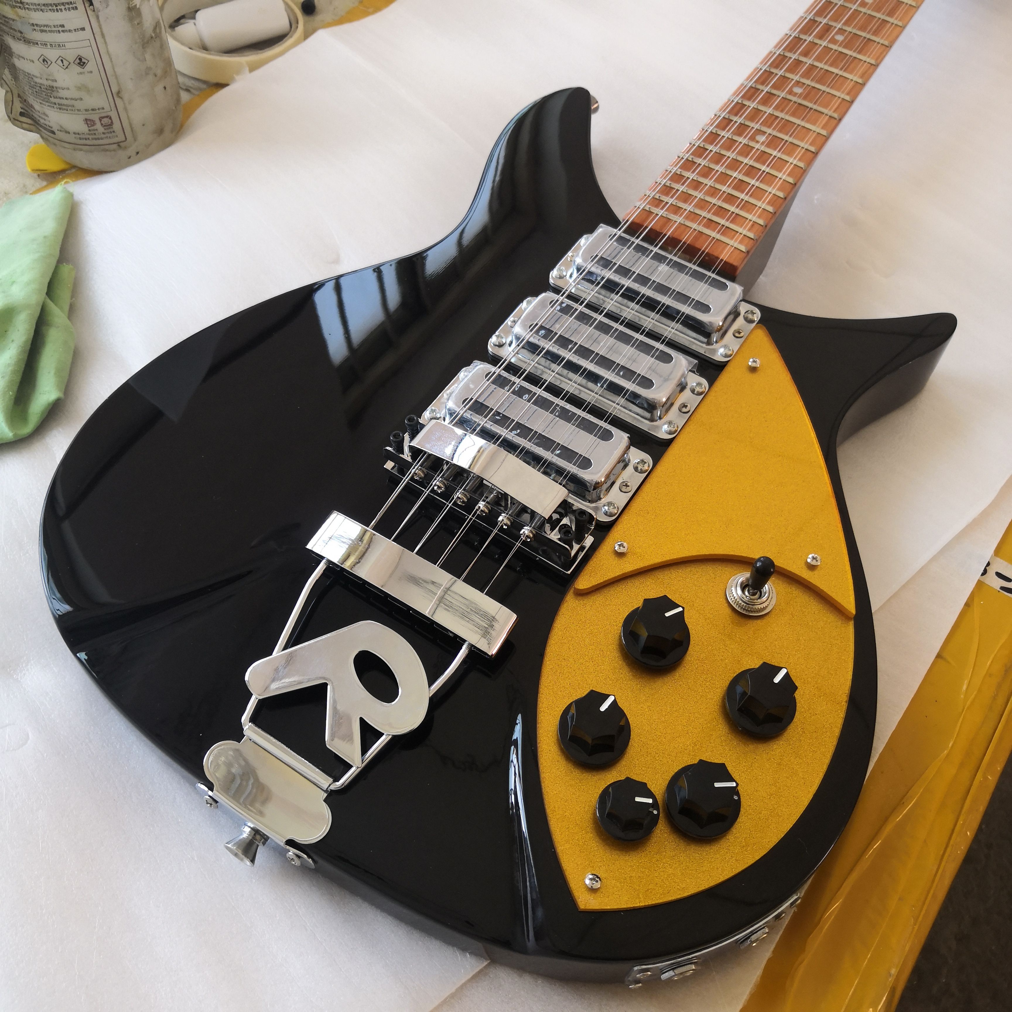 325 Short Scale Length 527mm 12 String Black Electric Guitar Bigs