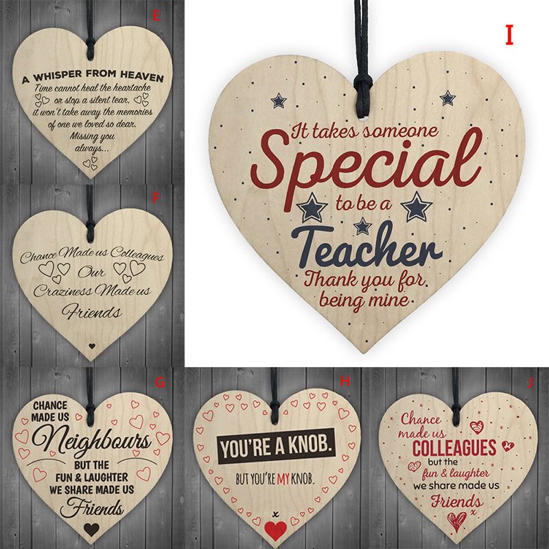 Xmas Wooden Love Christmas Chip Hanging Gift Plaque Pendant Heart
