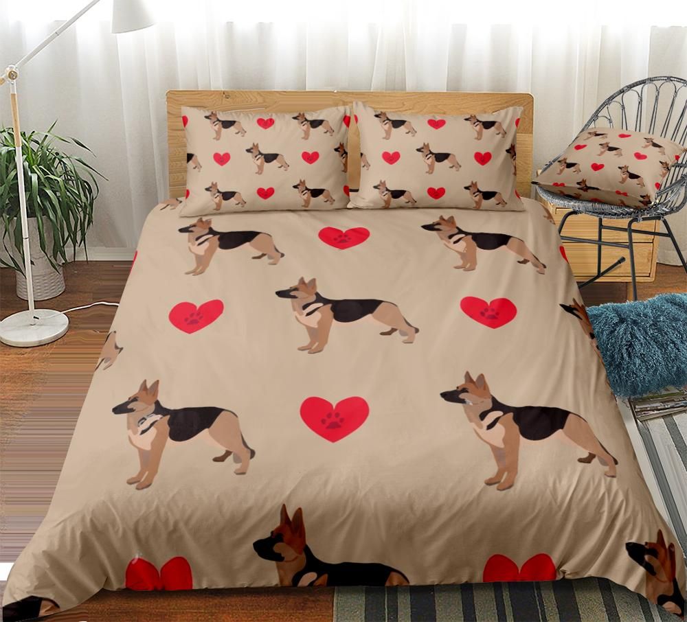 German Shepherd Dog Duvet Cover Set Cartoon Dog Bedding Kids Boys