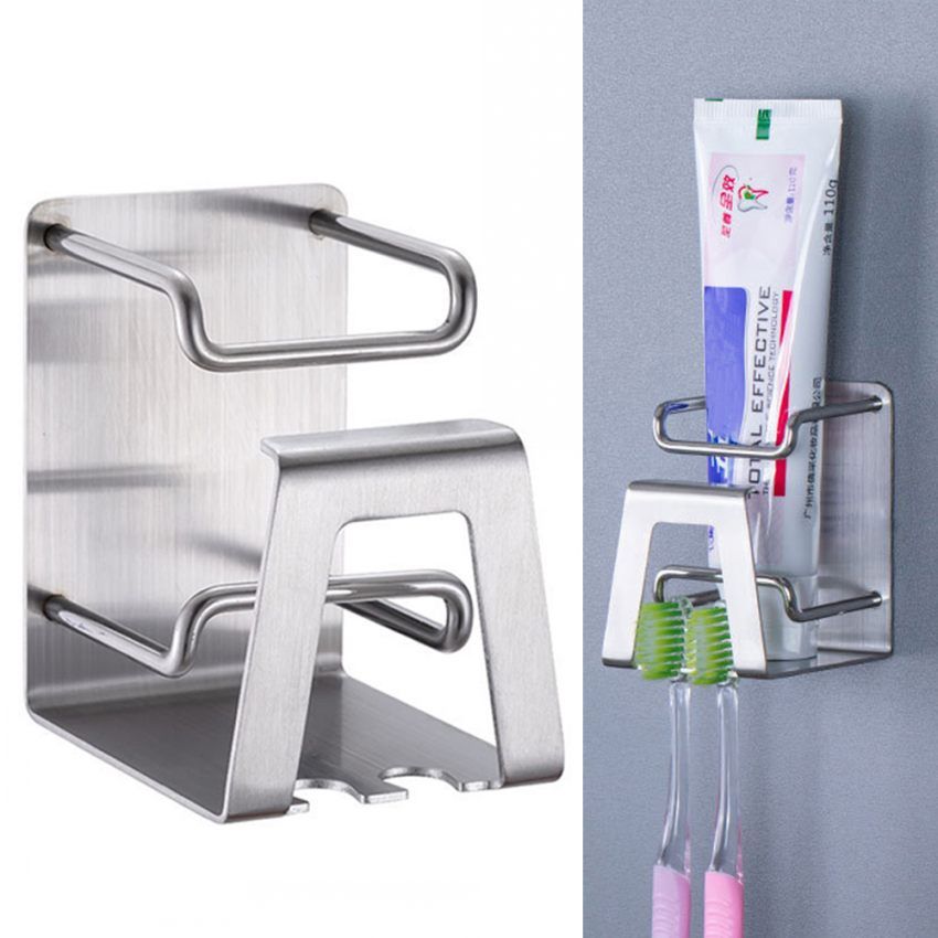 Electric Toothbrush Holder Wall Suction for Bathroom Adhesive Stainless Steel