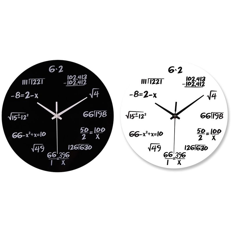Black Large Wall Clock Mathematics Silent Math Equations Polytechnic Digital Wall Clock Wall