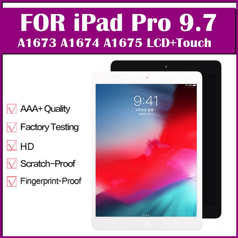 Для iPad Pro 9,7 дюйма ЖК-экран сенсорной панели дисплея монтажа черный белый ML0F2LL EMC2827 A1673 A1674 A1675