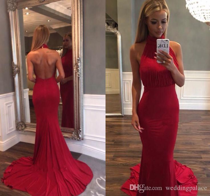 red low back prom dress