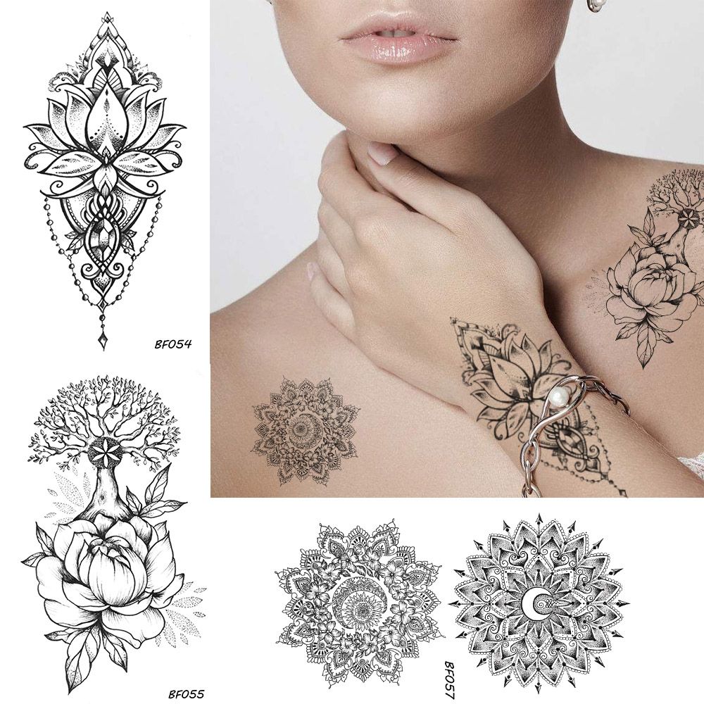 Women Sexy Henna Flower Temporary Tattoo Stickers Black Waterproof Fake Jewelry Tatoos Buddhist Lotus Tree Body Art Tattoo Lace Women Sexy Henna Flower Temporary Tattoo Stickers Black Waterproof Fake Jewelry Tatoos Buddhist Lotus Tree Body Art Tattoo Lace