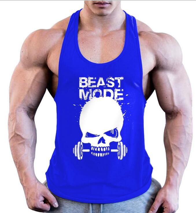 MENS SKY BLUE VEST 100/% COTTON GYM TRAINING TANK TOP T SHIRT MESH SLEEVELESS UK