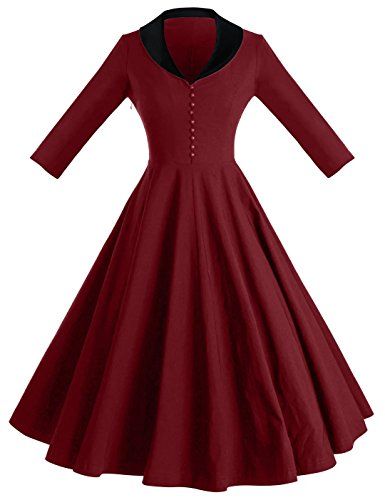 Gowntown Womens 1950s Cape Collar Vintage Swing Stretchy
