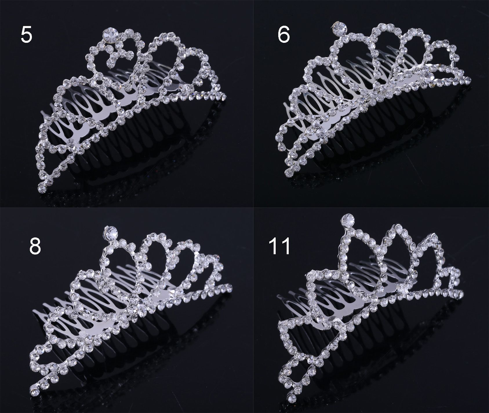 Silver Crystals Wedding Crowns Beaded Bridal Tiaras Rhinestone