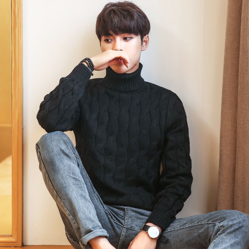 Korean White Knitted Turtleneck Men 